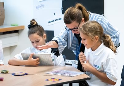 Teacher explaining to students