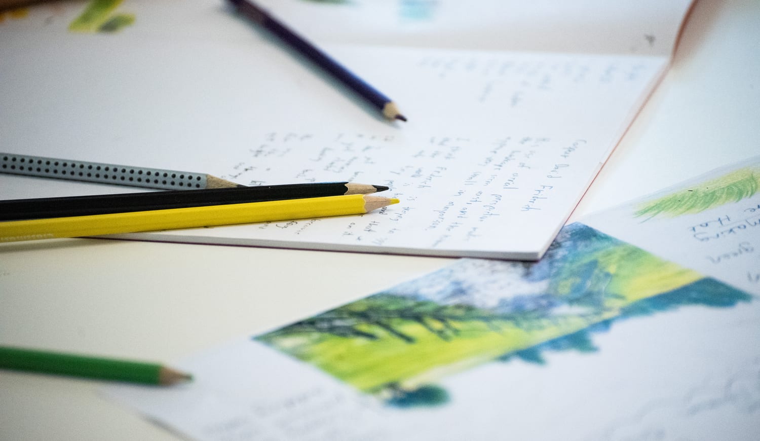 School notebook and pencils