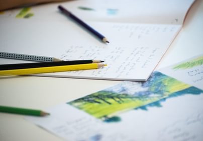 School notebook and pencils