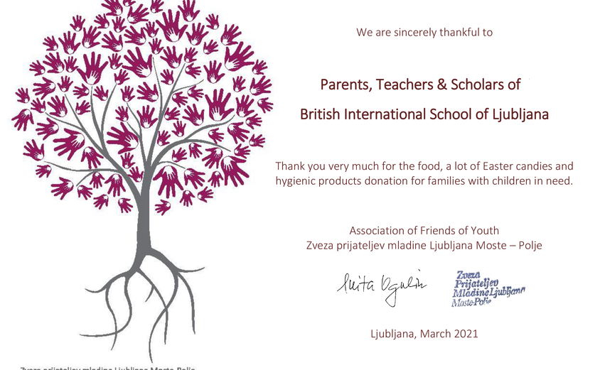 British School zahvala Easter