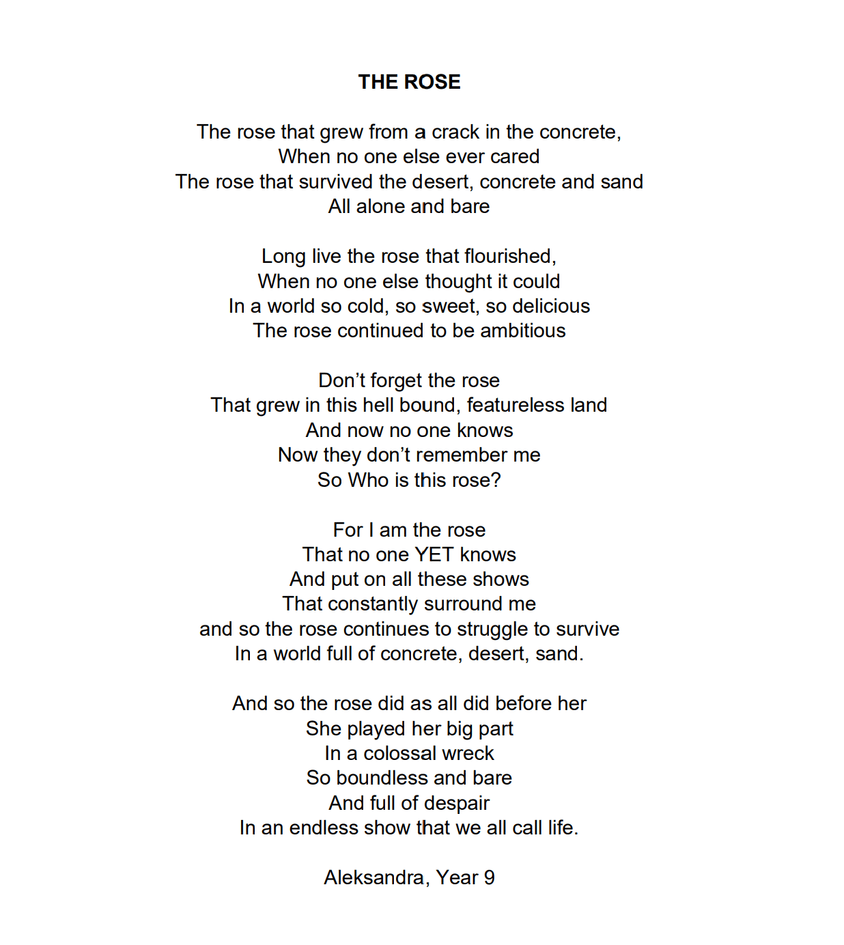 Aleksandra poet competition y9